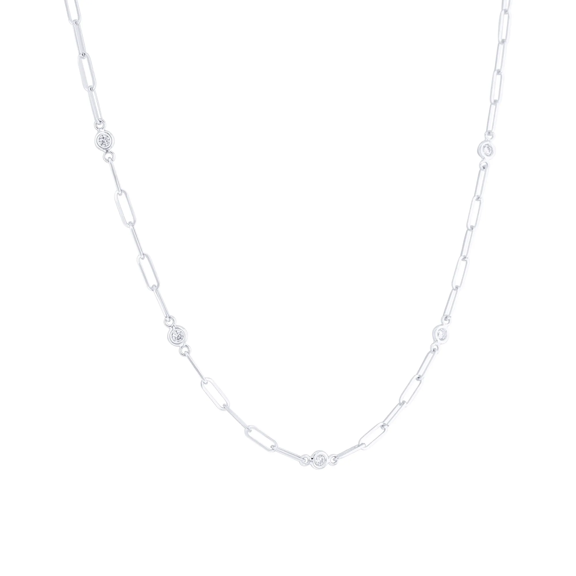 Modern Paperclip Station Diamond Necklace 1/2ct