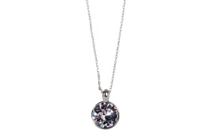 N7167 Brilliant Round Clear Swarovski Crystal Elements Rhodium Plated Pendant Necklace