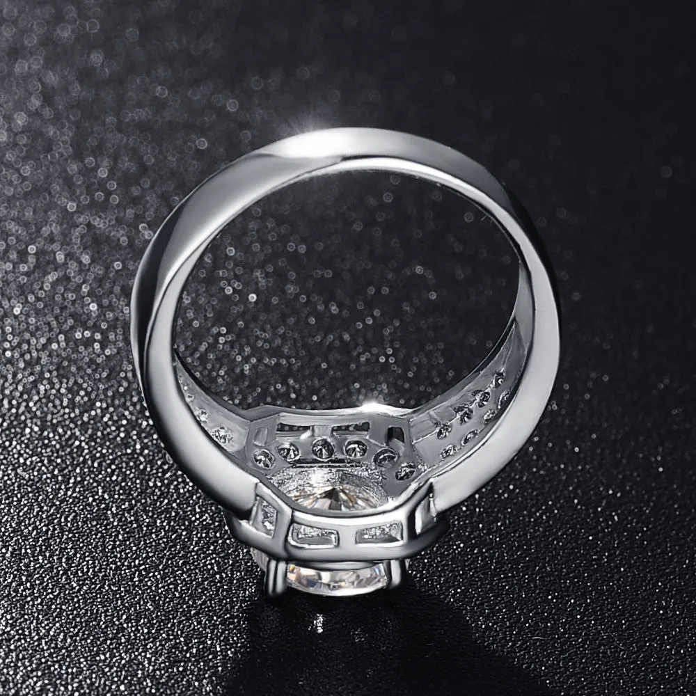 New Trendy Ring Silver Plated Square Shape Micro Pave AAA Cubic Zircon Brand Ring For Wedding Fine Jewelry