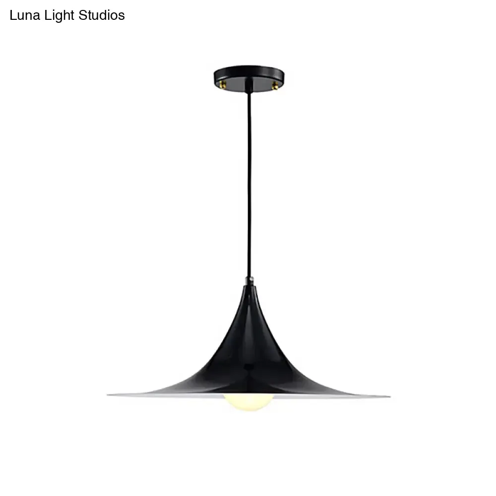 Nordic Style Metal Flared Suspension Light - 1 Light, Black/White/Gold - Hanging Ceiling Light