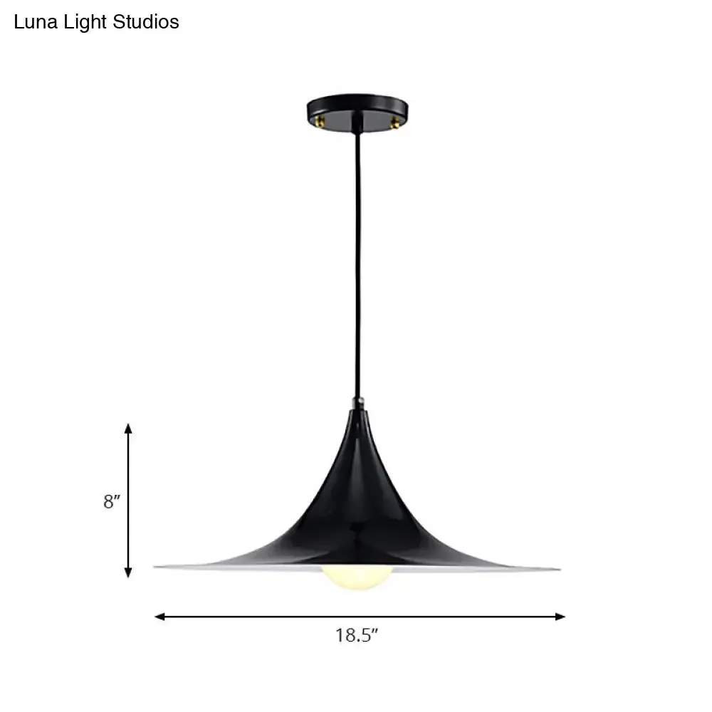 Nordic Style Metal Flared Suspension Light - 1 Light, Black/White/Gold - Hanging Ceiling Light