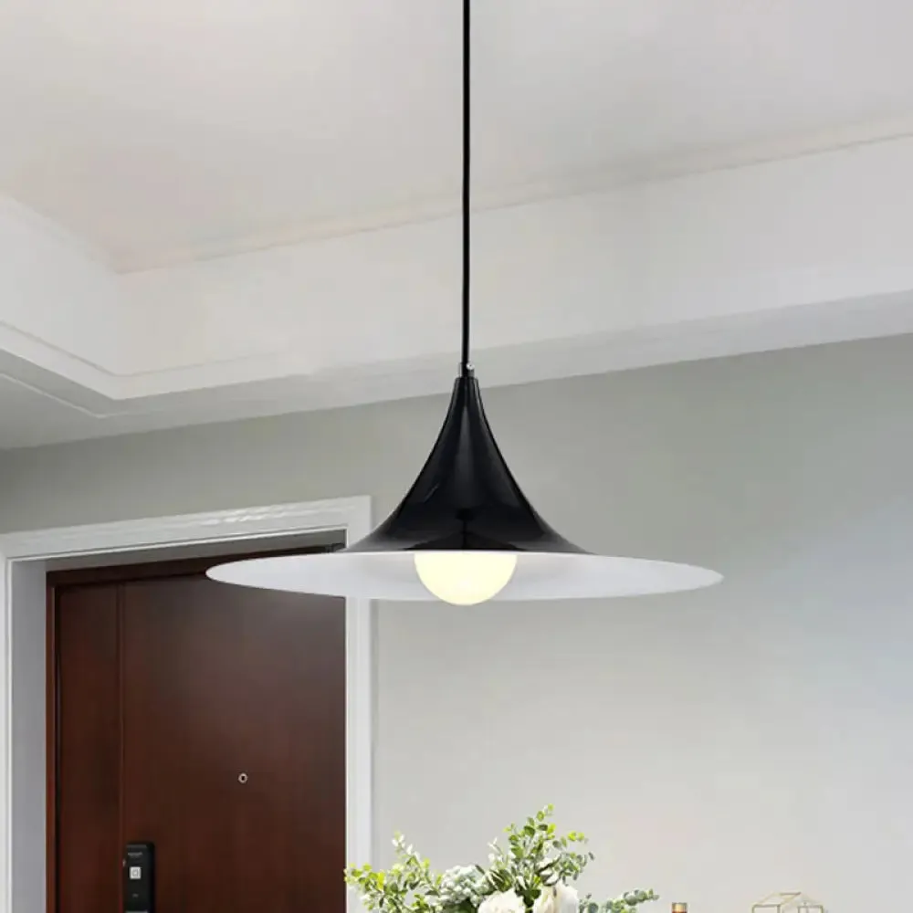 Nordic Style Metal Flared Suspension Light - 1 Light, Black/White/Gold - Hanging Ceiling Light