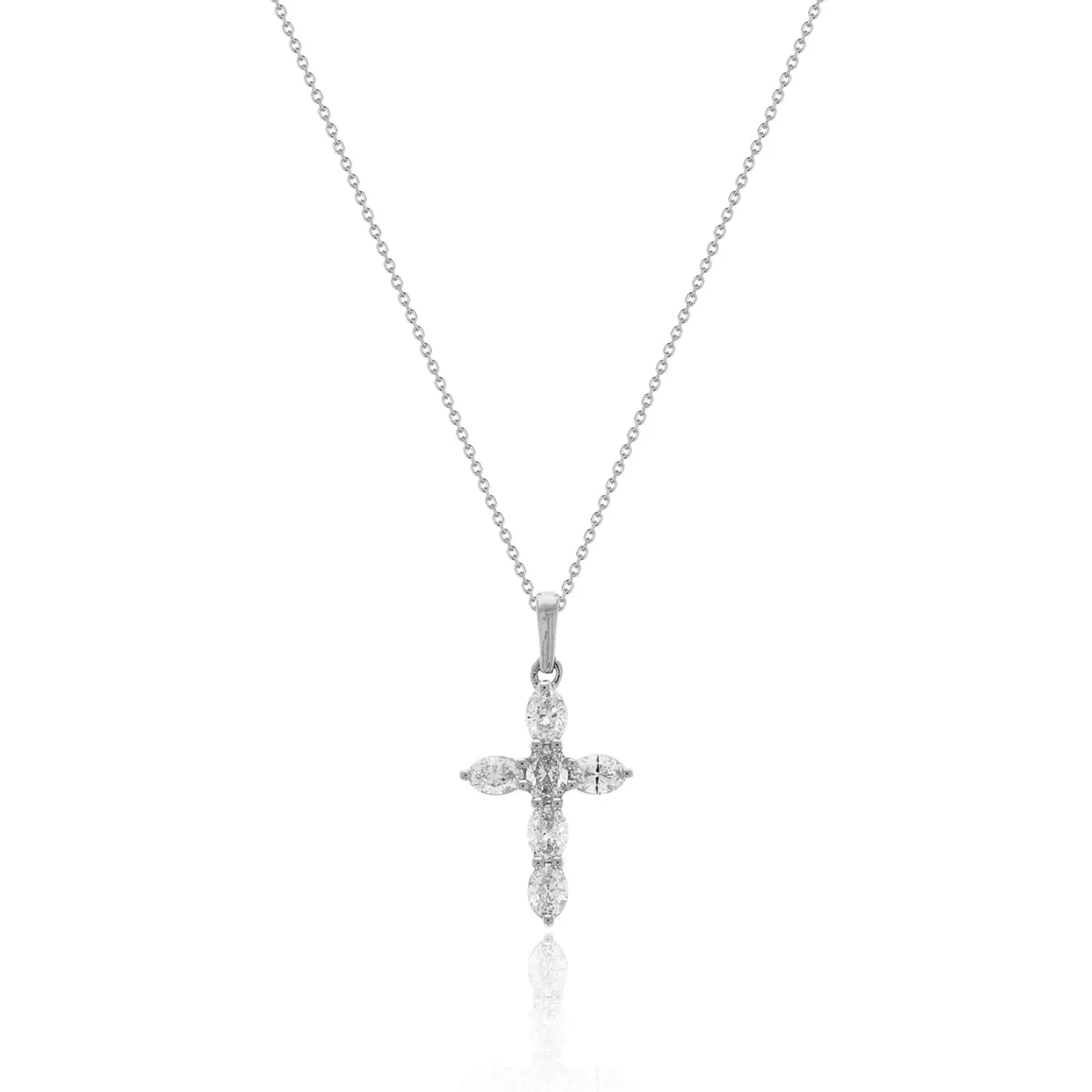 Oval Shaped Diamond Cross Pendant