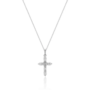 Oval Shaped Diamond Cross Pendant