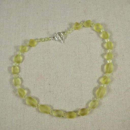 Pale Yellow Sea Glass Necklace