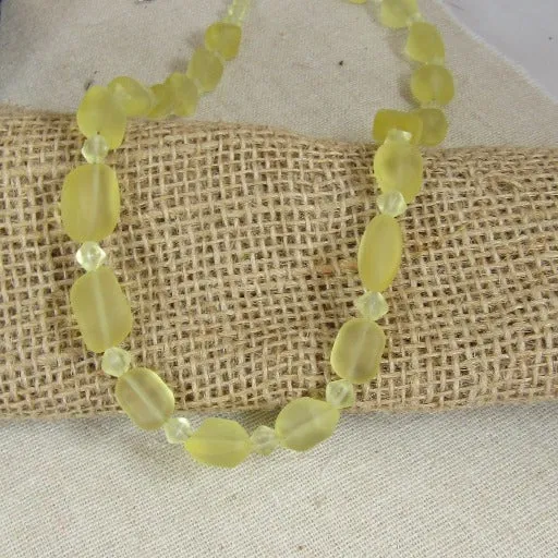 Pale Yellow Sea Glass Necklace