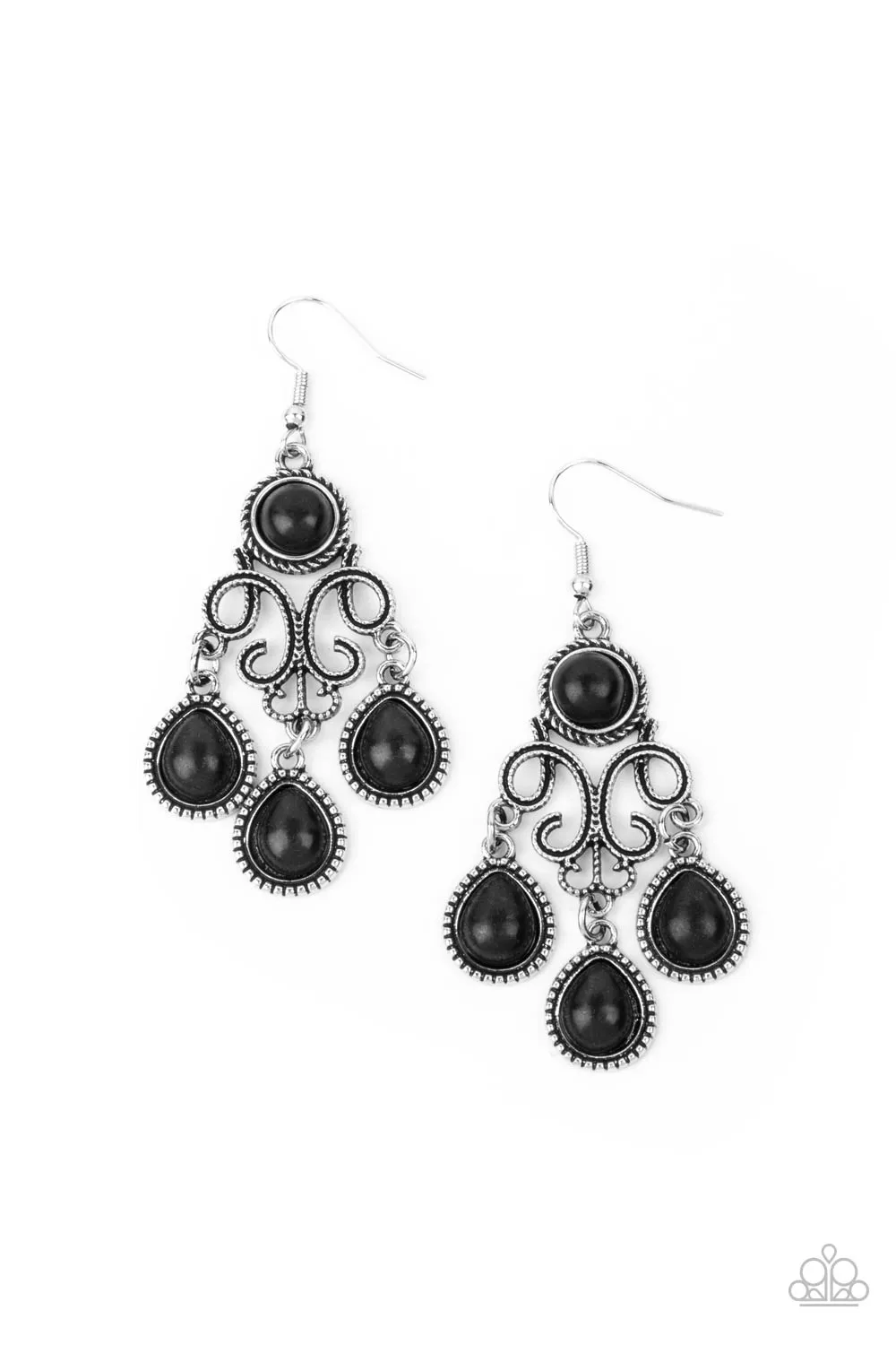 Paparazzi Earring ~ Canyon Chandelier - Black