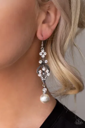 Paparazzi Earring ~ Elegantly Extravagant - White