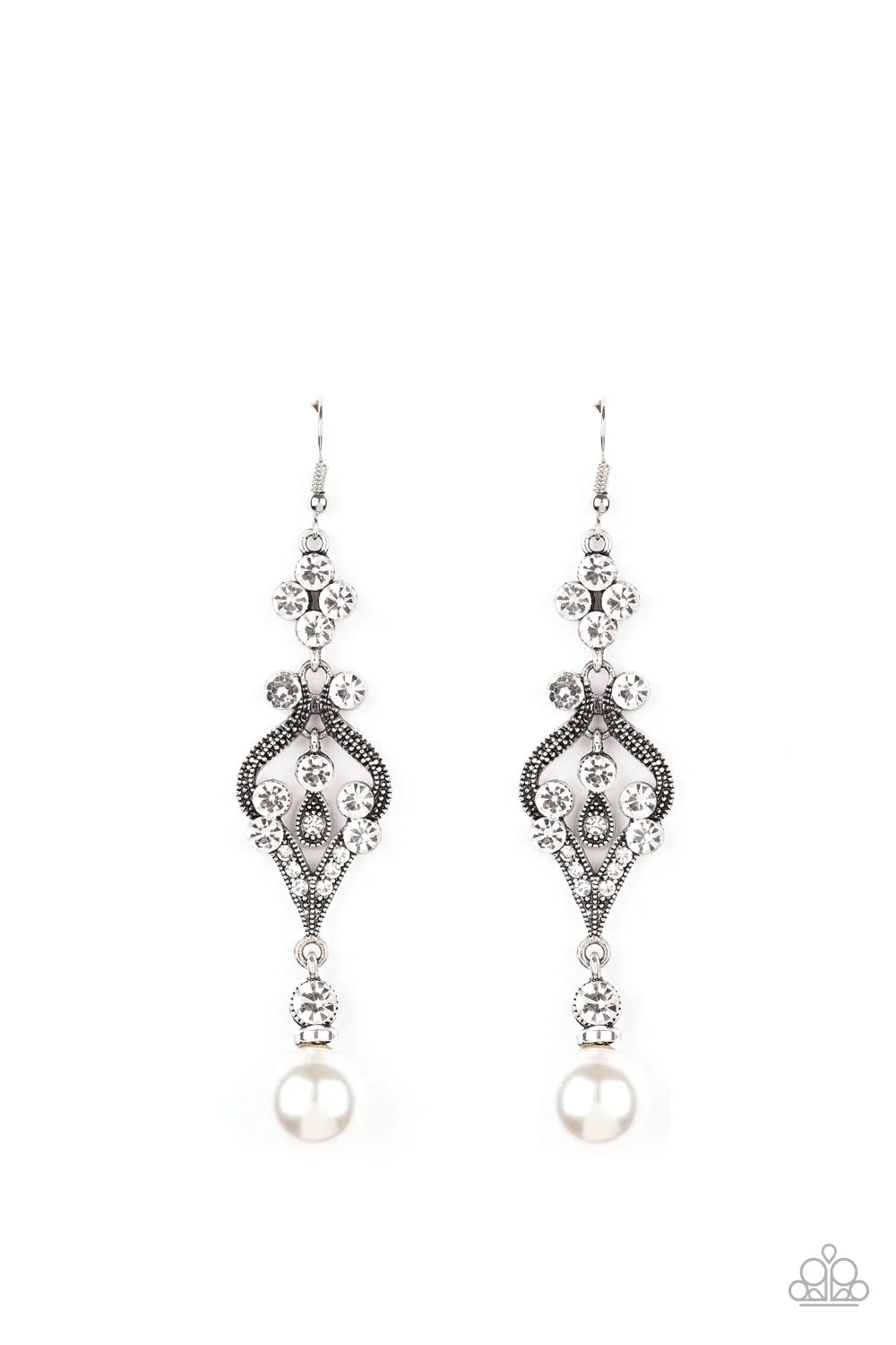 Paparazzi Earring ~ Elegantly Extravagant - White