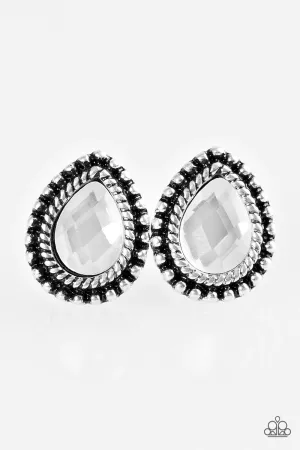 Paparazzi Earring ~ Glittering Romance - White