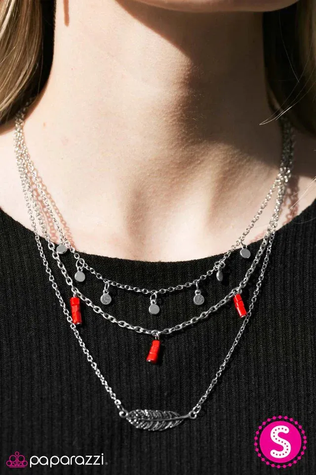 Paparazzi Necklace ~ Fly Time - Red