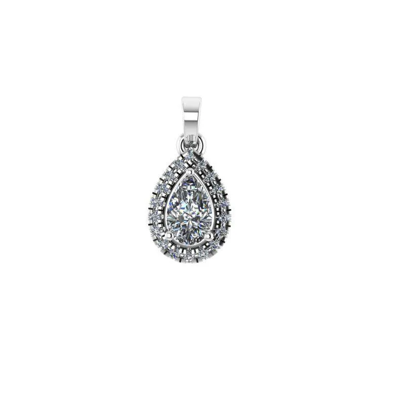 Pear Lab Created Diamond Halo Pendant