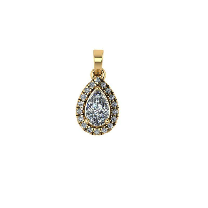 Pear Lab Created Diamond Halo Pendant