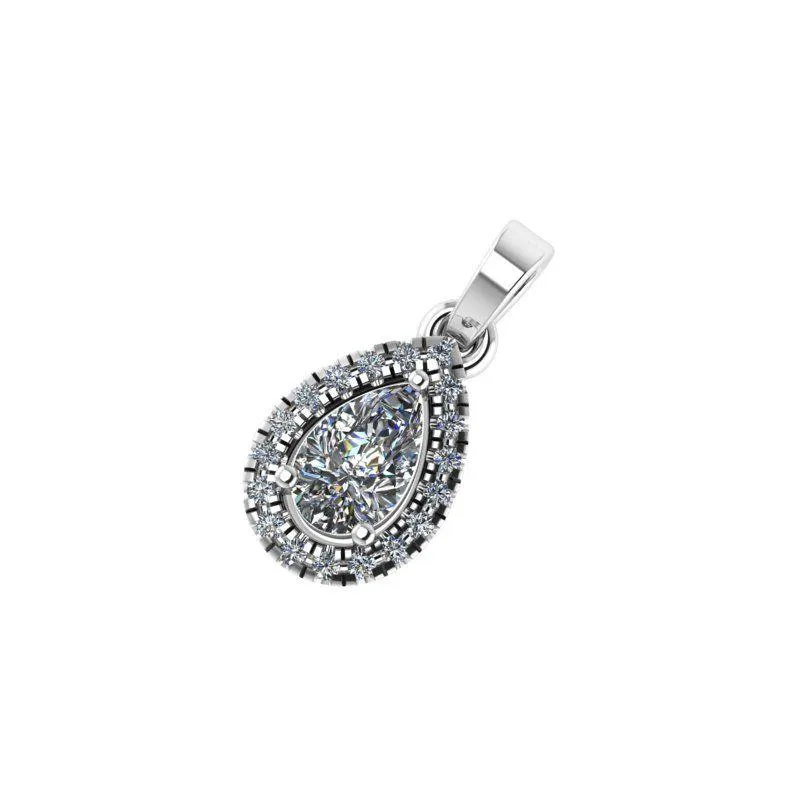 Pear Lab Created Diamond Halo Pendant