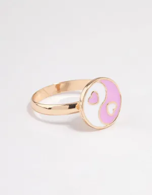 Pink Yin & Yang Heart Ring