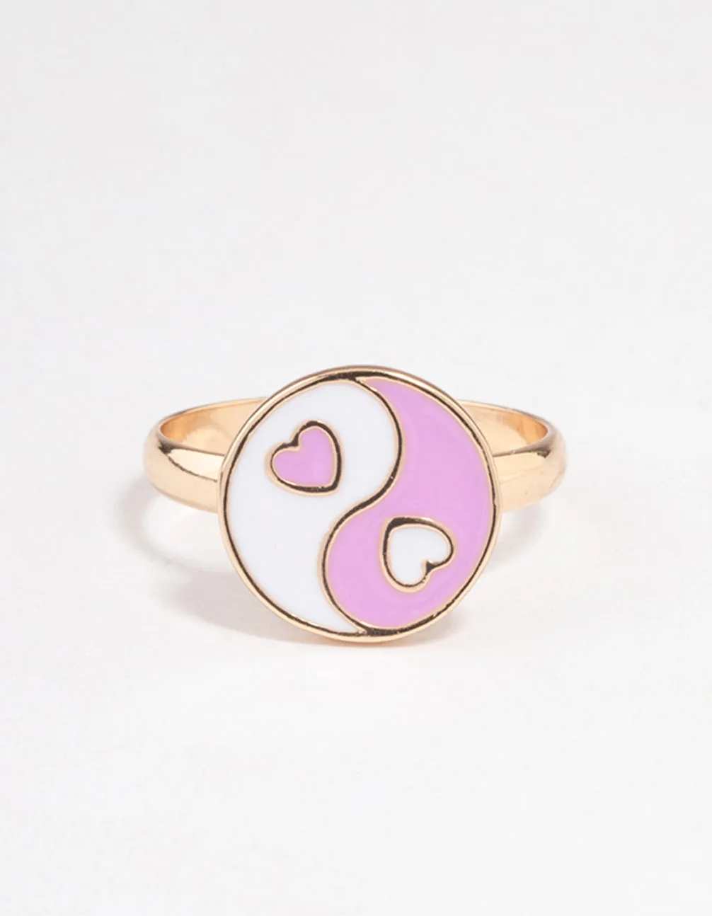 Pink Yin & Yang Heart Ring