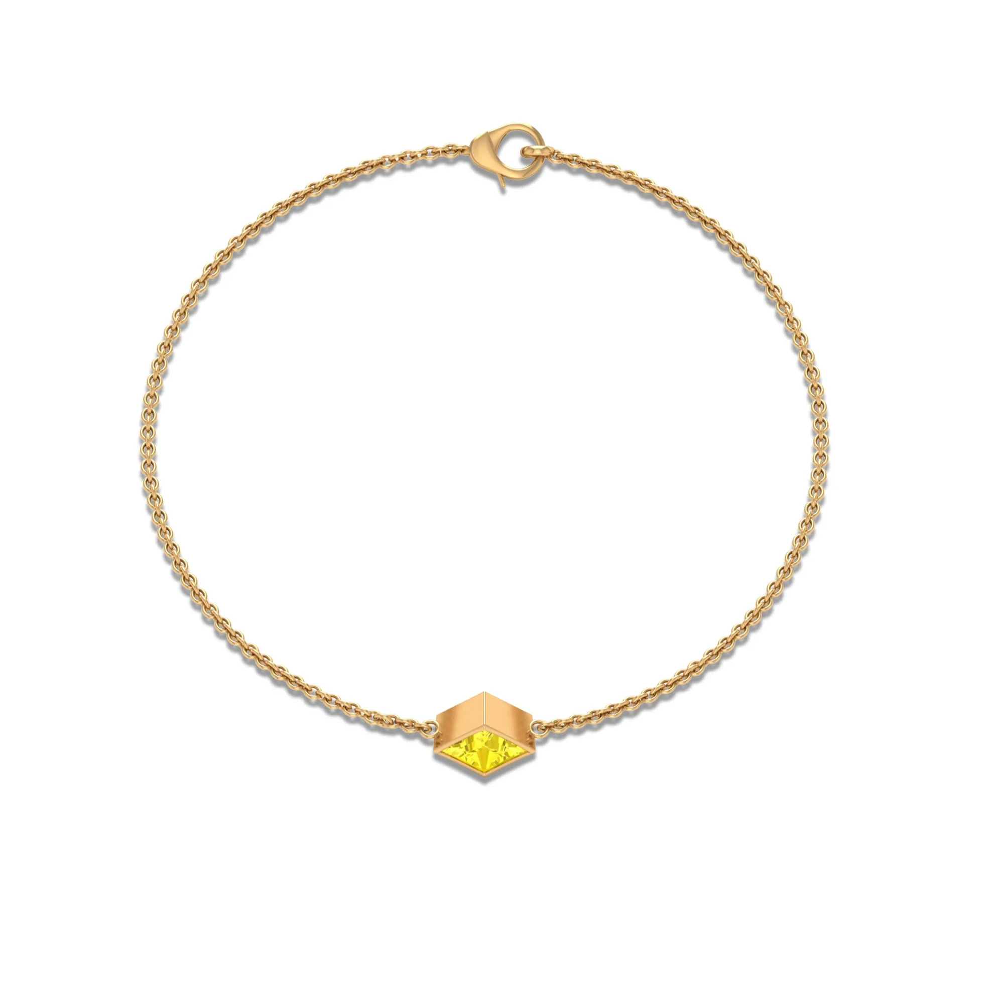 Princess Cut Yellow Sapphire Solitaire Chain Bracelet