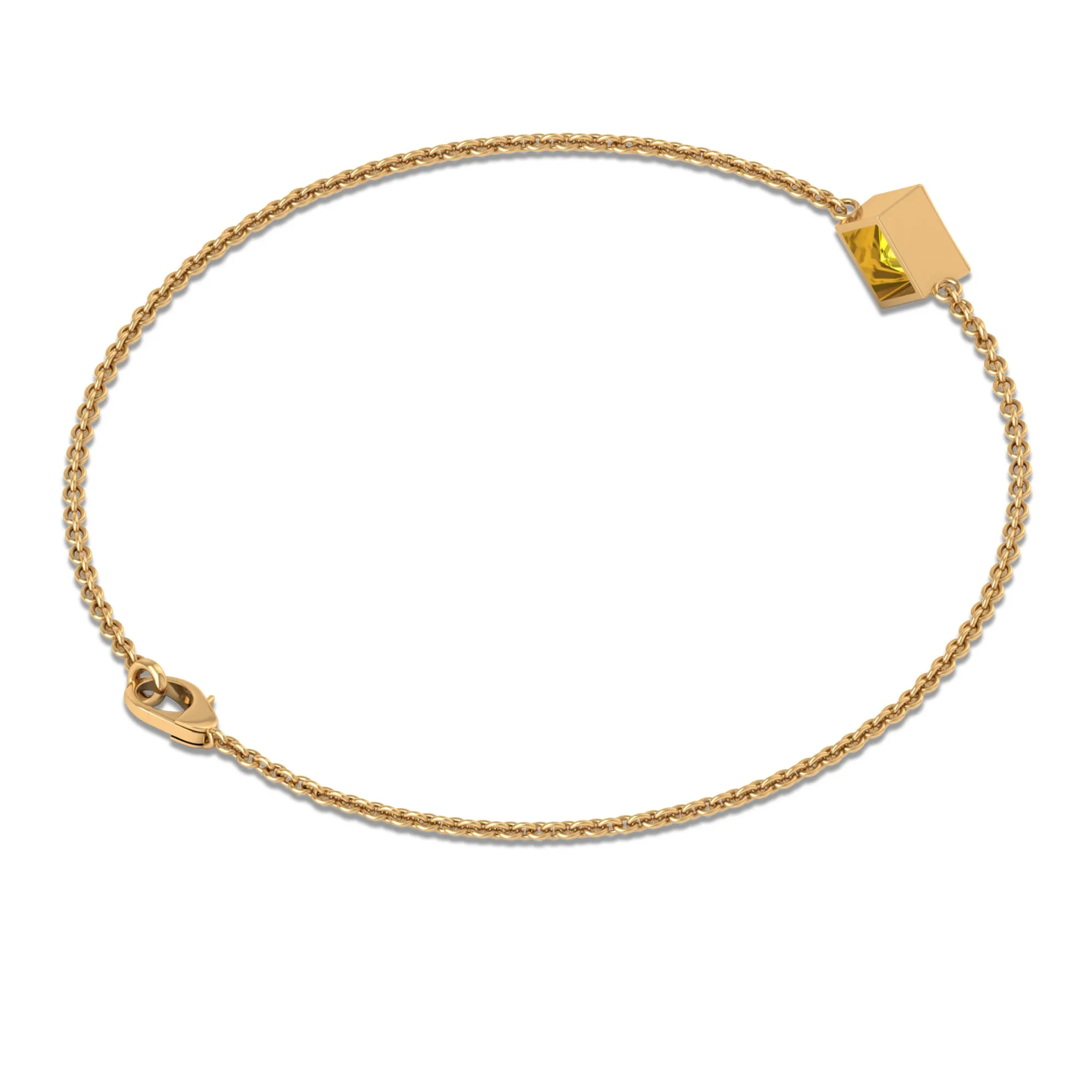 Princess Cut Yellow Sapphire Solitaire Chain Bracelet