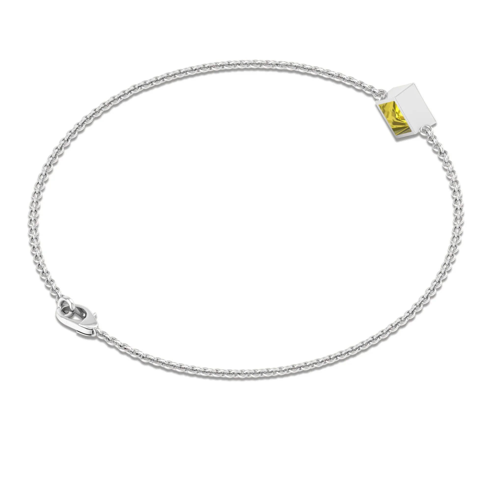 Princess Cut Yellow Sapphire Solitaire Chain Bracelet