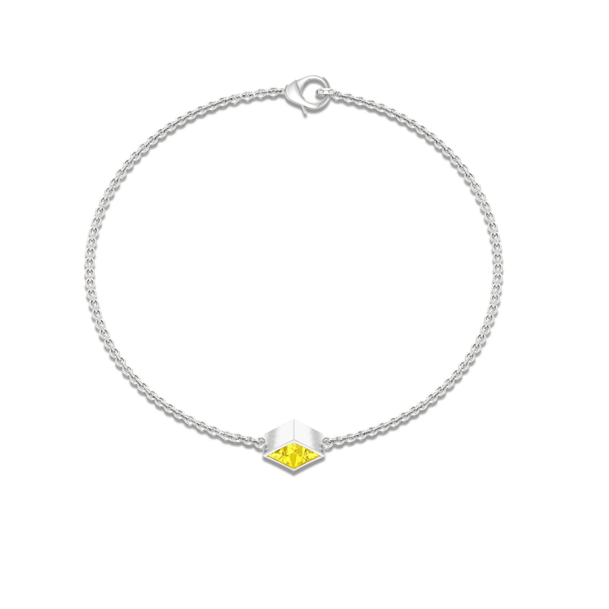 Princess Cut Yellow Sapphire Solitaire Chain Bracelet