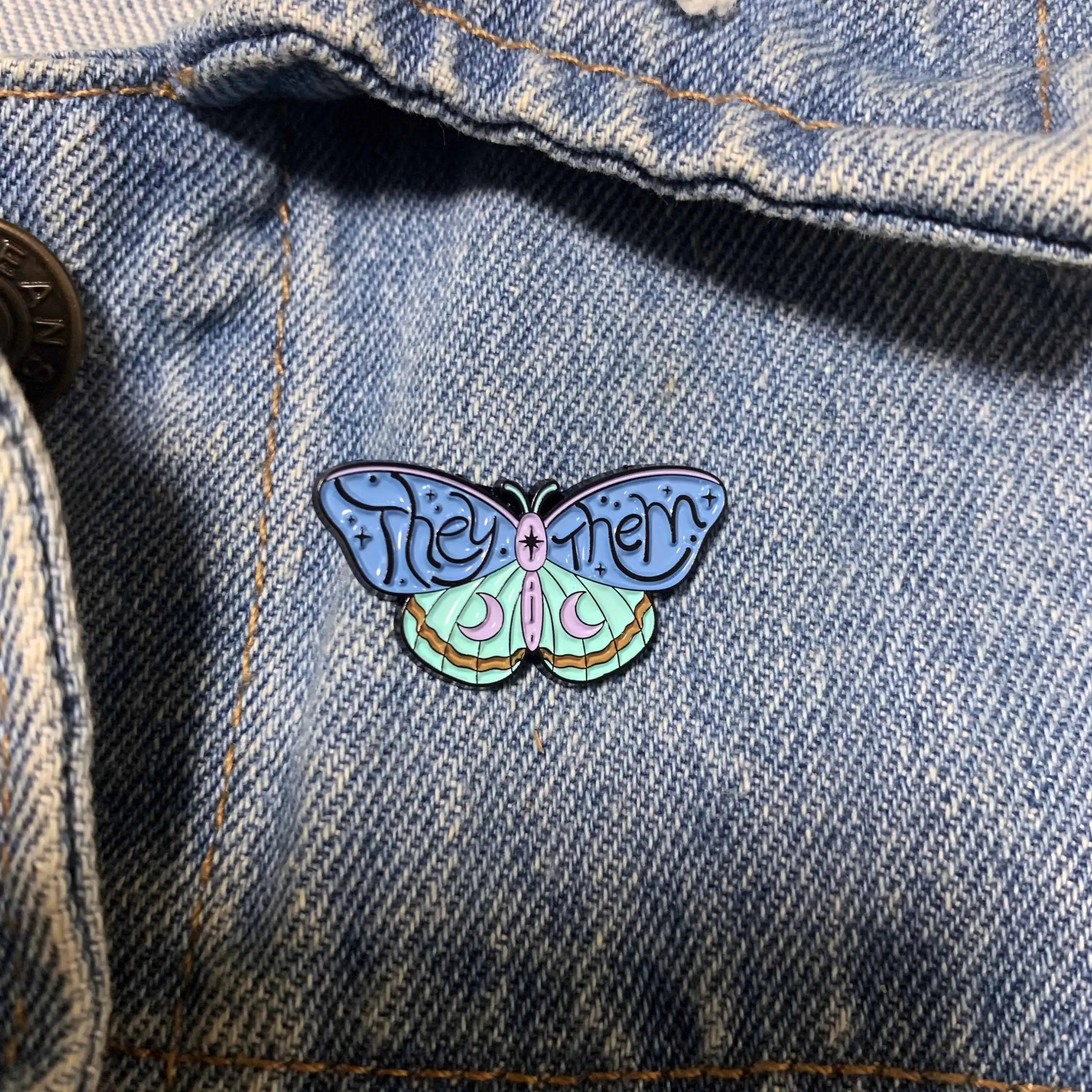 Pronoun Butterfly Enamel Pins