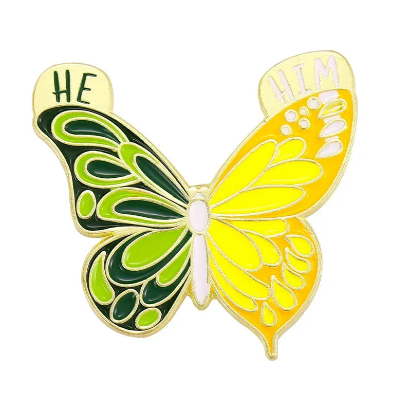 Pronoun Butterfly Enamel Pins