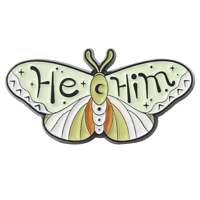 Pronoun Butterfly Enamel Pins