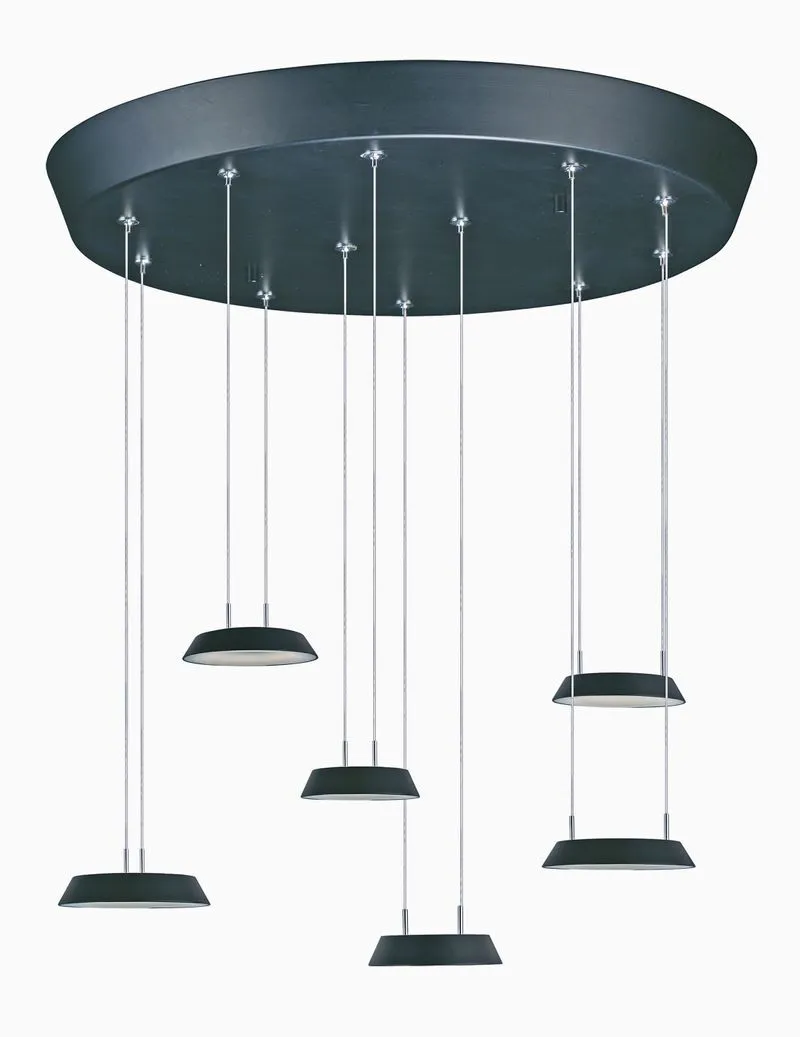 Quantum 19.5" 6 Light Multi-Light Pendant in Black