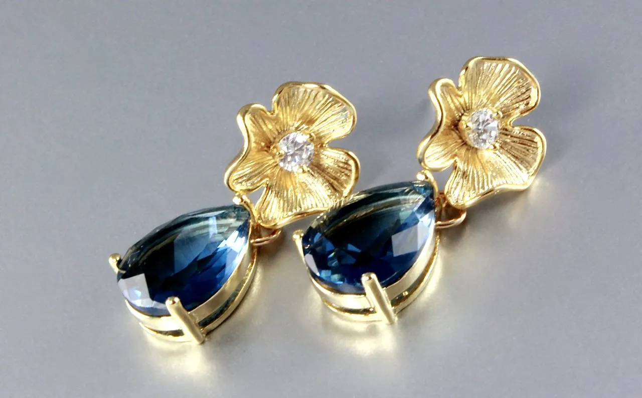 "Blue Velvet" - Cubic Zirconia Earrings