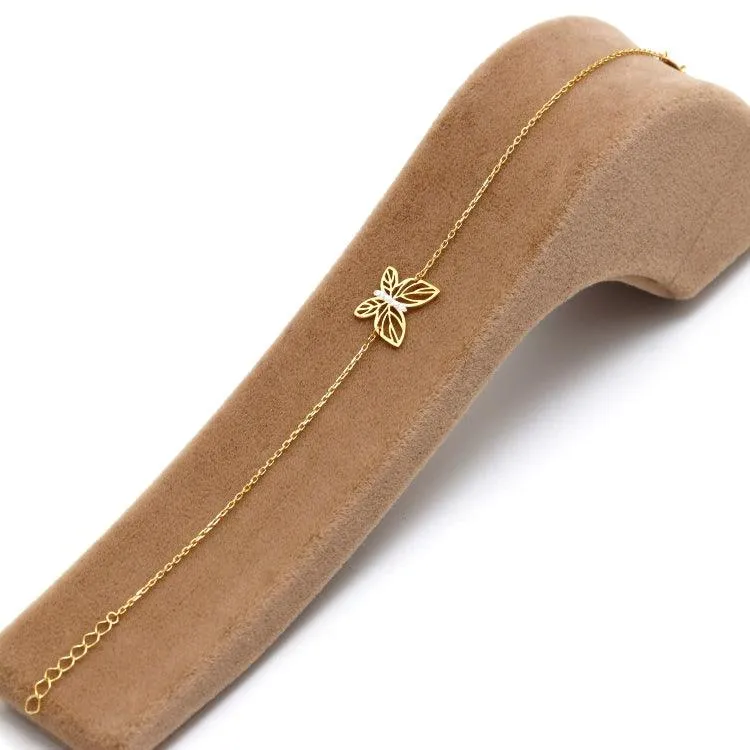 Real Gold 2 Color Plain Butterfly Adjustable Size Bracelet 1750 BR1635