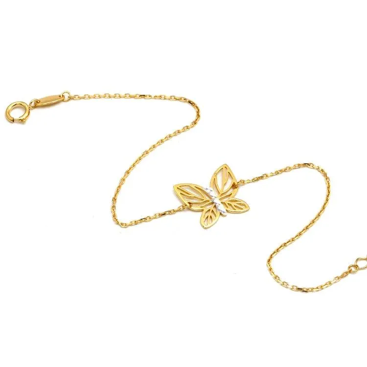 Real Gold 2 Color Plain Butterfly Adjustable Size Bracelet 1750 BR1635