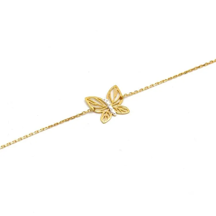 Real Gold 2 Color Plain Butterfly Adjustable Size Bracelet 1750 BR1635