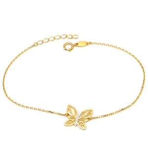 Real Gold 2 Color Plain Butterfly Adjustable Size Bracelet 1750 BR1635