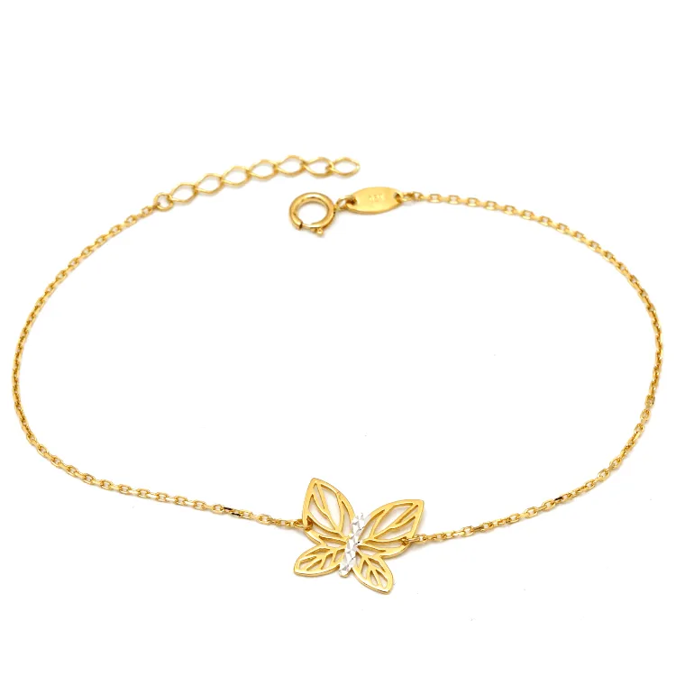 Real Gold 2 Color Plain Butterfly Adjustable Size Bracelet 1750 BR1635