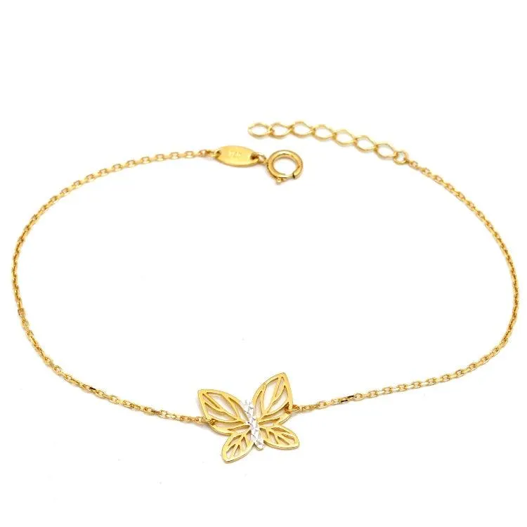 Real Gold 2 Color Plain Butterfly Adjustable Size Bracelet 1750 BR1635