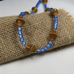 Retro Mood Mirage & Blue Glass Bead Necklace