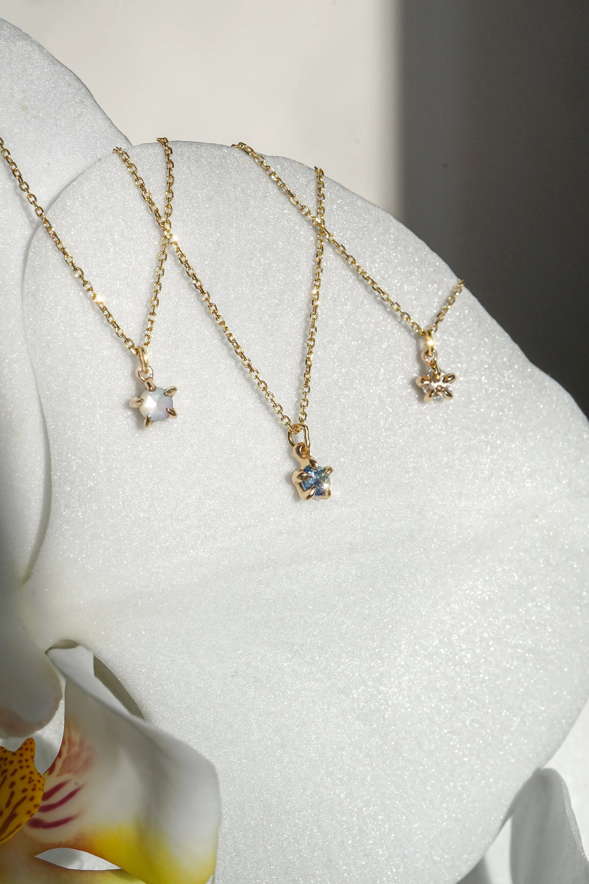 Rose Cut Diamond Moondew Necklace