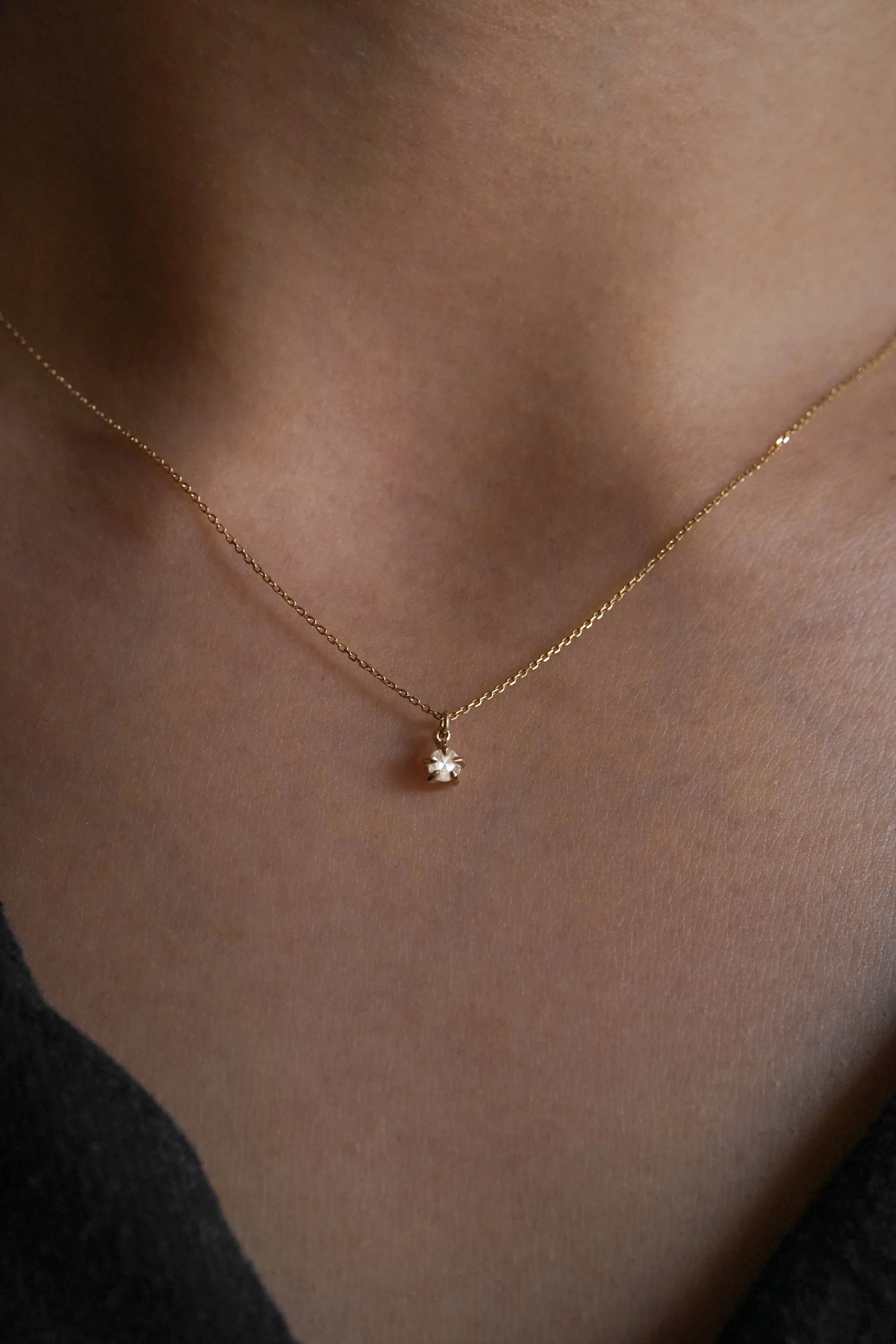 Rose Cut Diamond Moondew Necklace