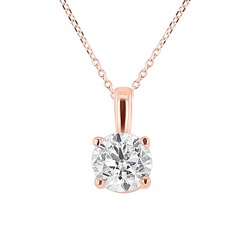 Round Solitaire Diamond Necklace 3/4ct