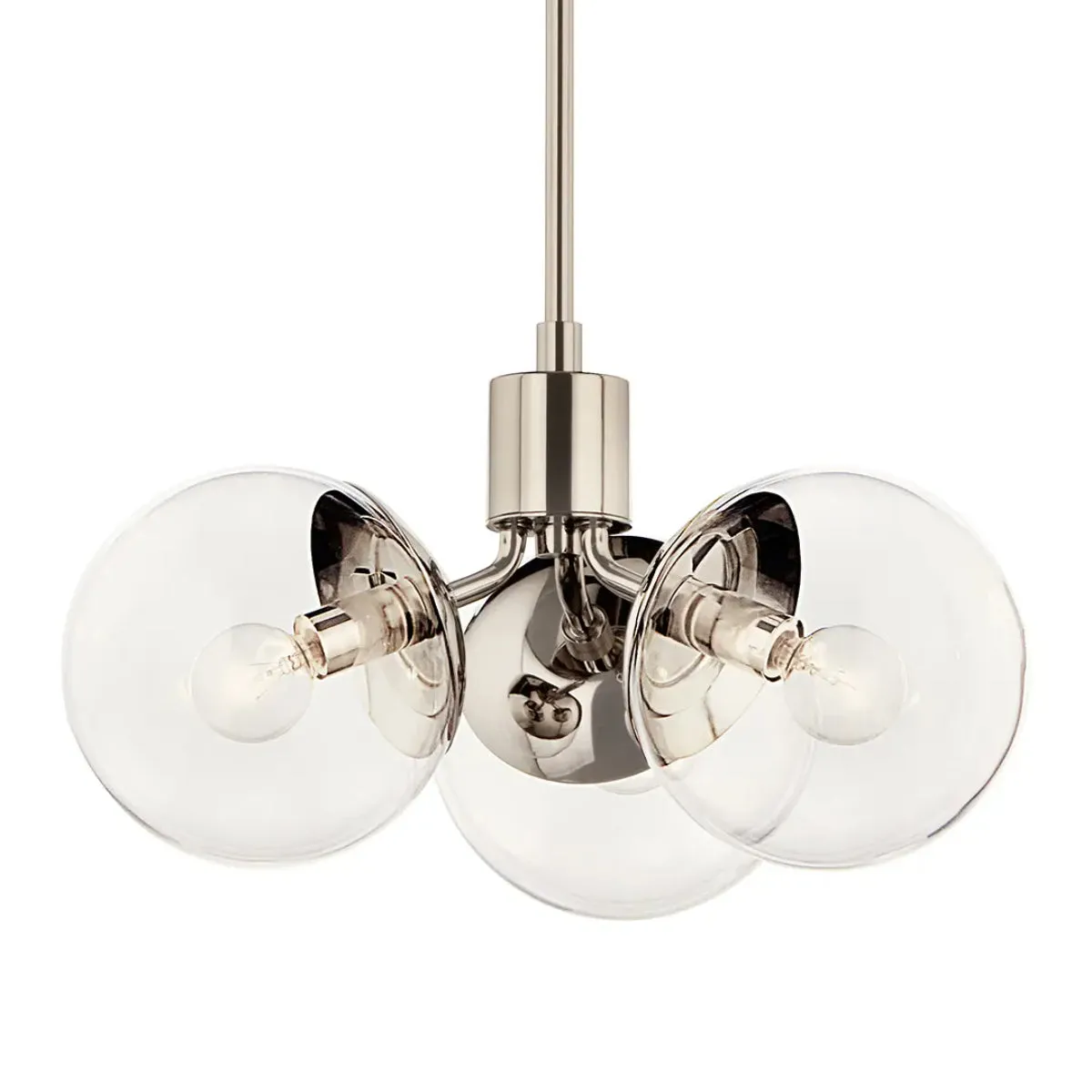 Silvarious 17" 3-Light Convertible Pendant Light with Clear Glass, Polished Nickel Finish