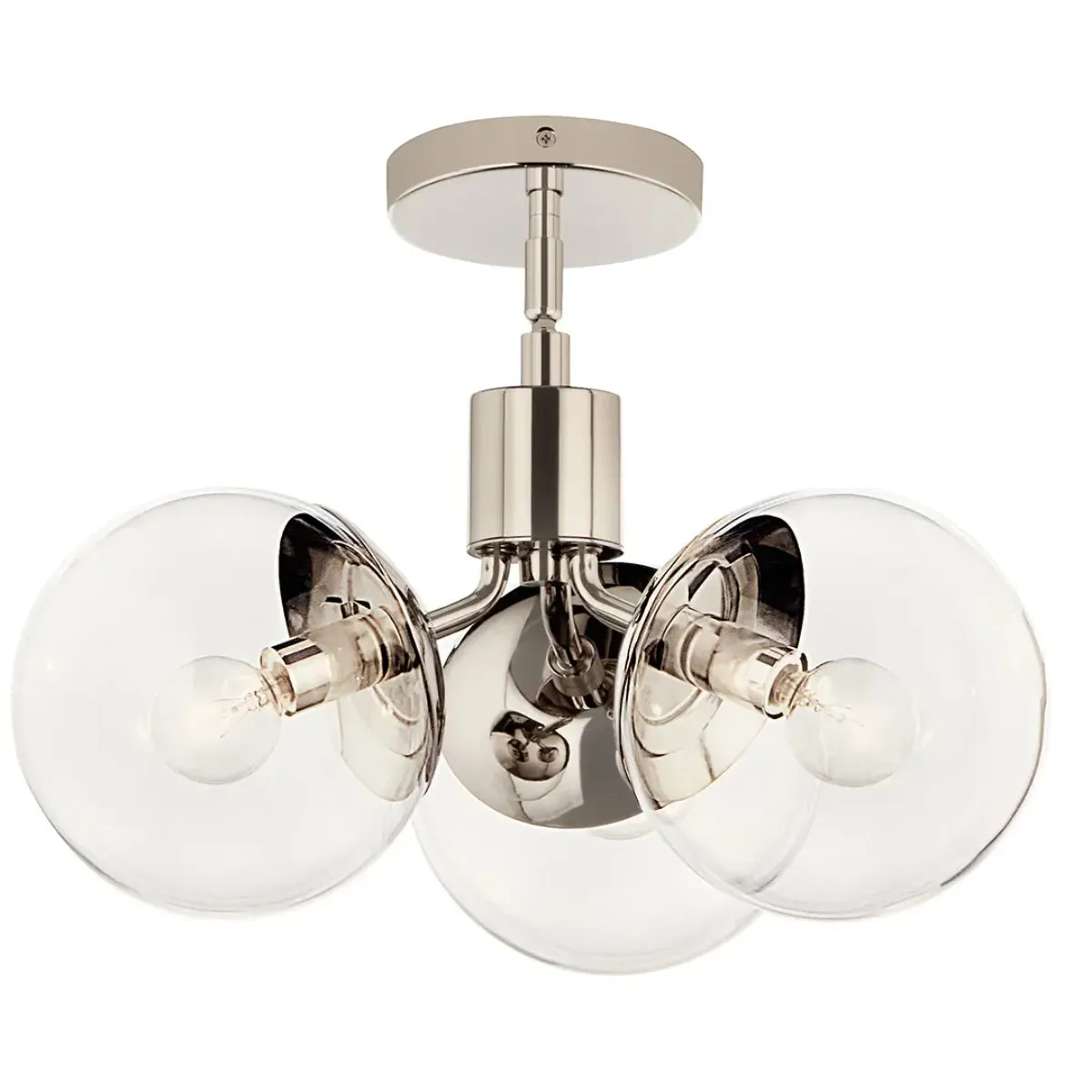 Silvarious 17" 3-Light Convertible Pendant Light with Clear Glass, Polished Nickel Finish