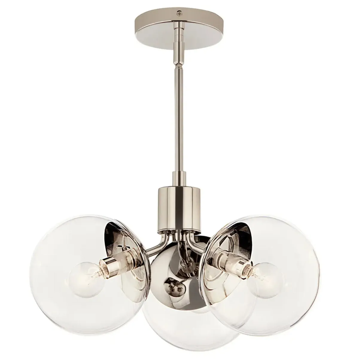 Silvarious 17" 3-Light Convertible Pendant Light with Clear Glass, Polished Nickel Finish