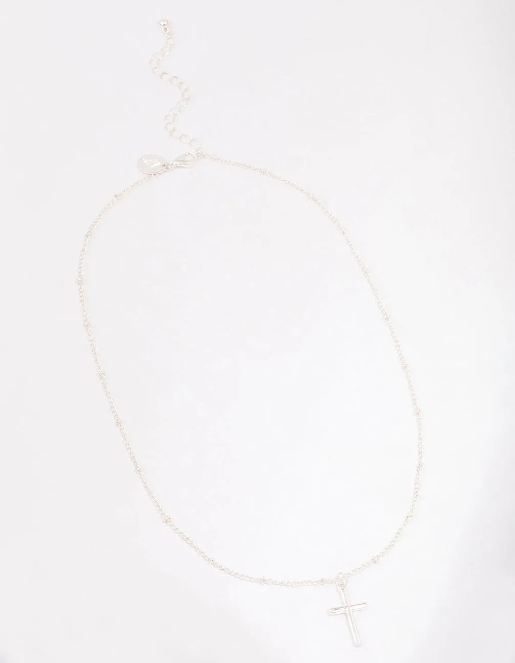 Silver Classic Cross Ball Chain Necklace