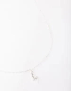 Silver Diamante Lightning Bolt Necklace