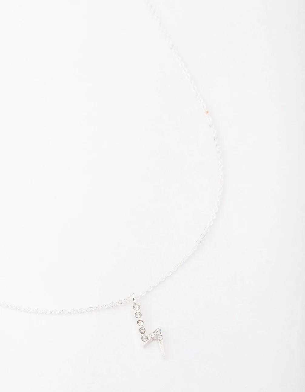 Silver Diamante Lightning Bolt Necklace