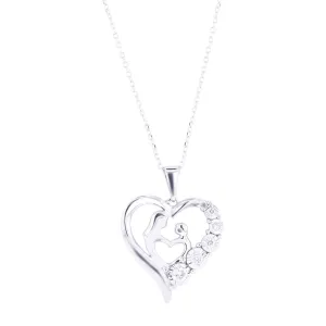 Silver Mother's Love Diamond Heart Necklace