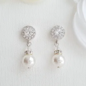 Silver Pearl Drop Earrings- Bronte