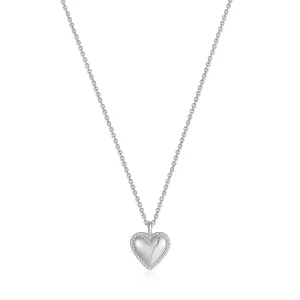 Silver Rope Heart Pendant Necklace