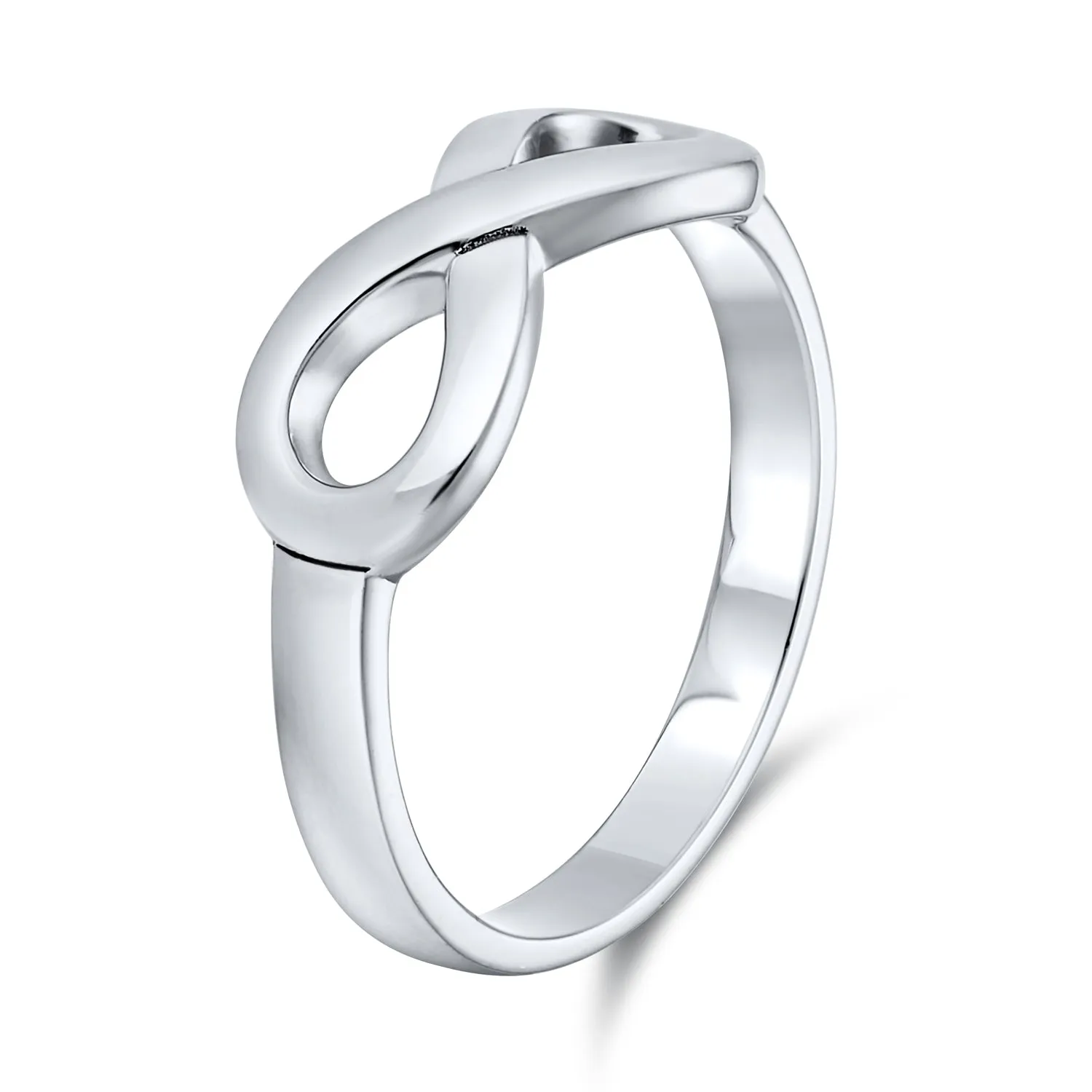 Simple Best Friends Infinity Silver Ring with Love Knot Symbol Sterling