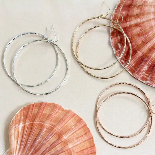 Simple Hammered Hoop Earrings